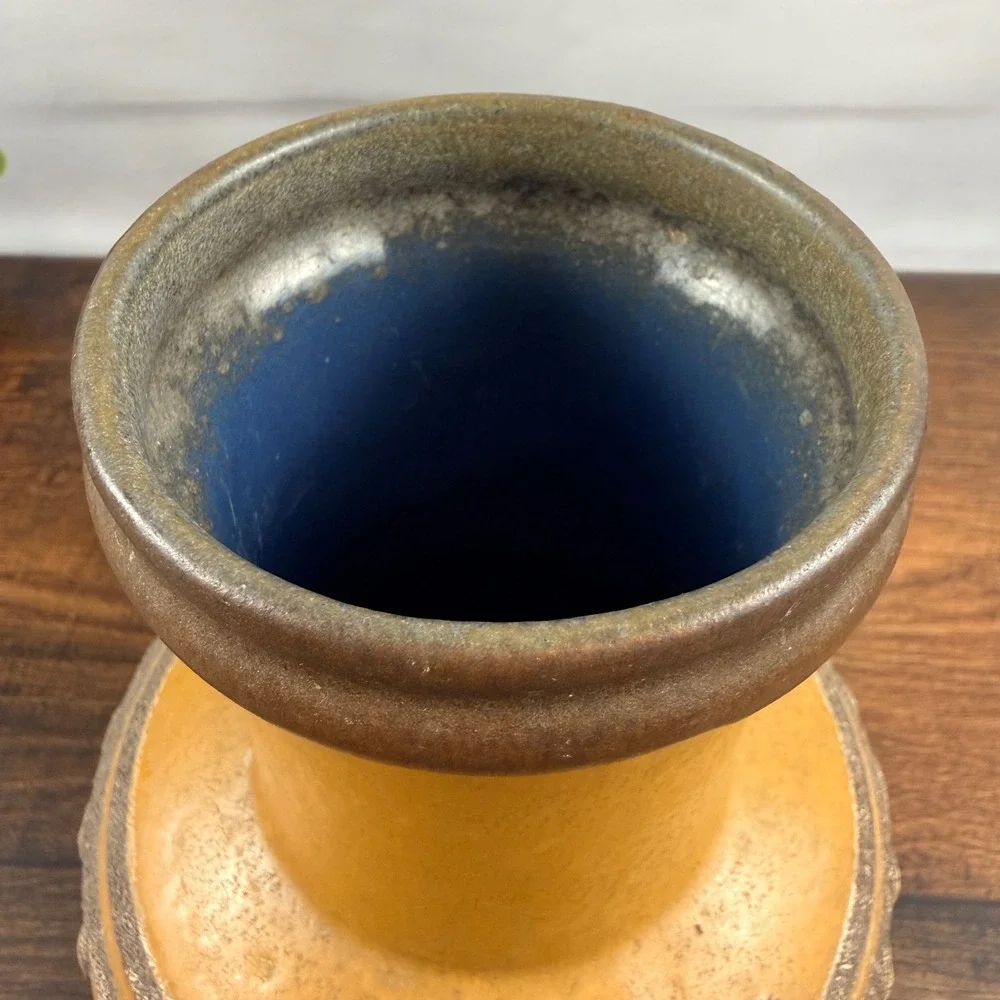 Strehla Keramik GDR Fat Lava Pottery Vase Honey Brown East German 8